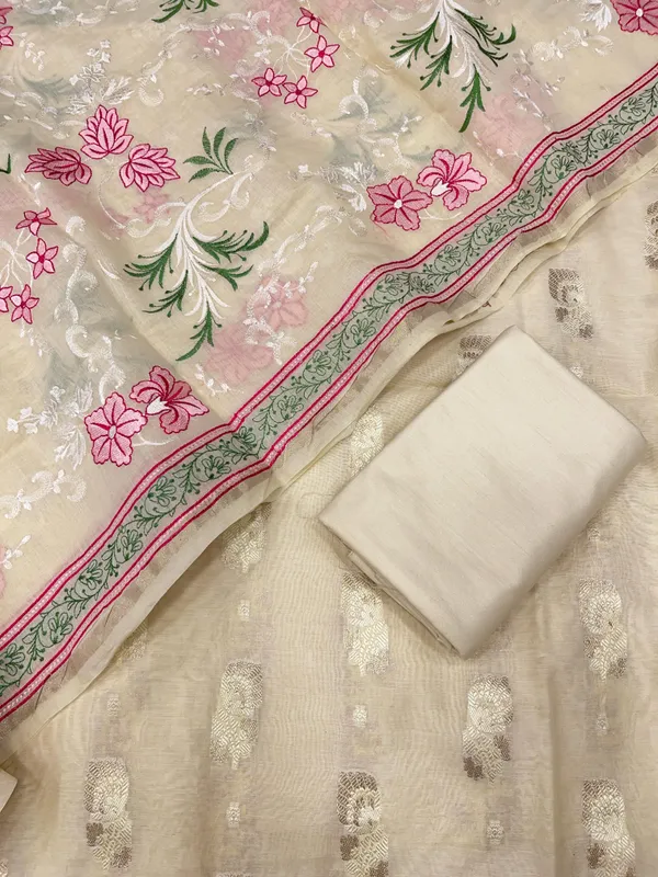 Cream_Pure_Mercerised_Resham_Mina_Embroidery_Dupatta_Banarasi_Suit_1250SKL_RM3