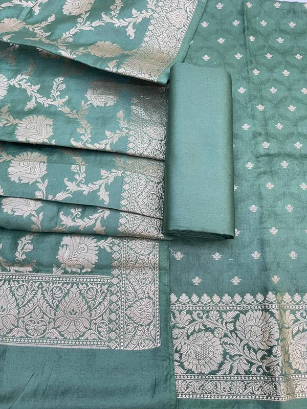 Dark_Green_Viscose_Silk_Banarasi_Suit_with_Zari_Chunri_Booti_&_Floral_Jaal_Dupatta_1050BFS_SV10