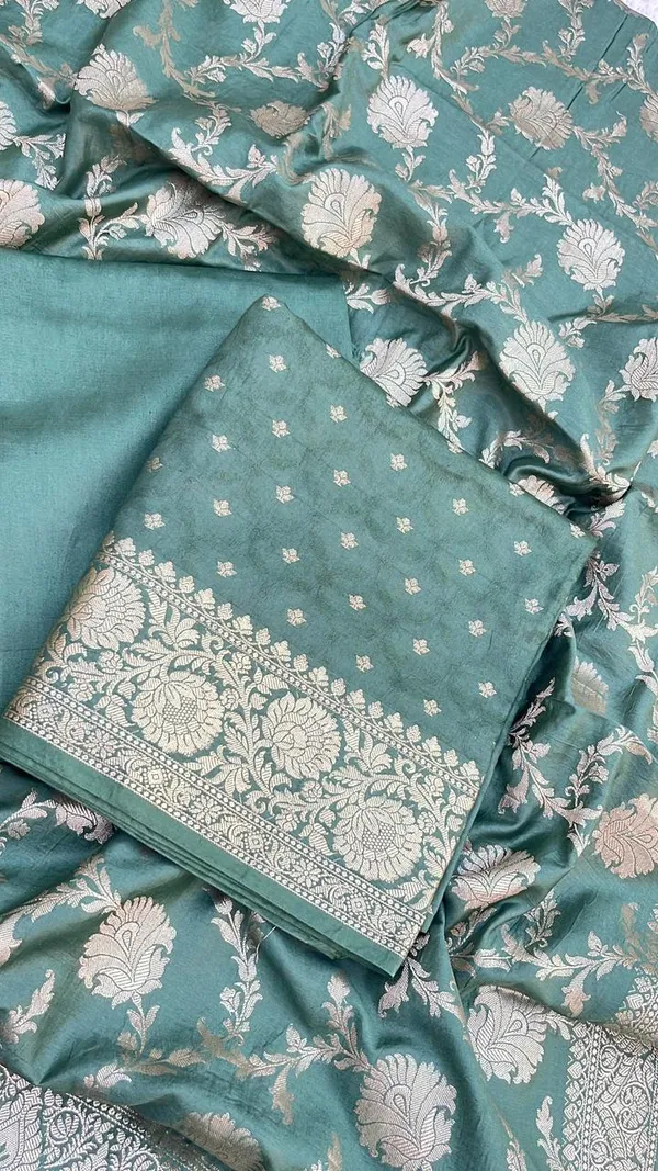 Dark_Green_Viscose_Silk_Banarasi_Suit_with_Zari_Chunri_Booti_&_Floral_Jaal_Dupatta_1050BFS_SV10