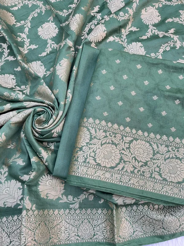 Dark_Green_Viscose_Silk_Banarasi_Suit_with_Zari_Chunri_Booti_&_Floral_Jaal_Dupatta_1050BFS_SV10
