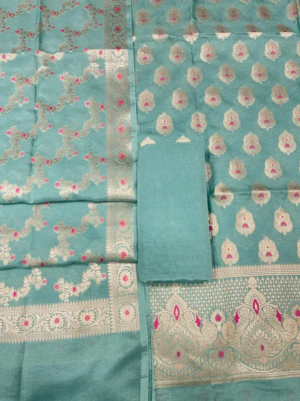 Puresilk_Handloom_Turquoise_Blue_Viscose_Silk_Banarasi_3_pcs_Suit_Set_RHN_VS11
