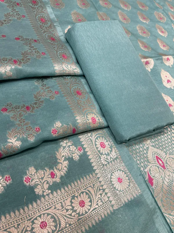 Puresilk_Handloom_Turquoise_Blue_Viscose_Silk_Banarasi_3_pcs_Suit_Set_RHN_VS11