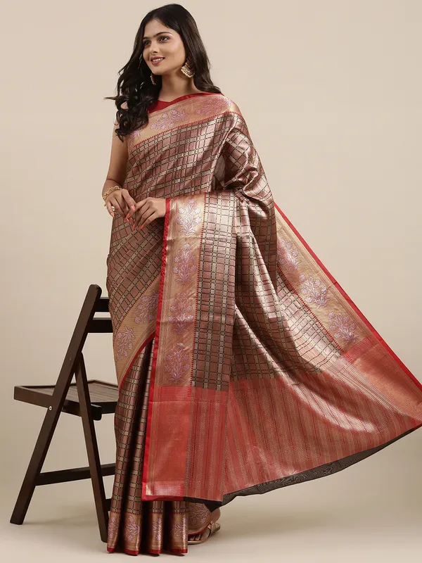 Brown_Kanchi_Silk_Banarasi_Sarees_For_Women_GEBE3