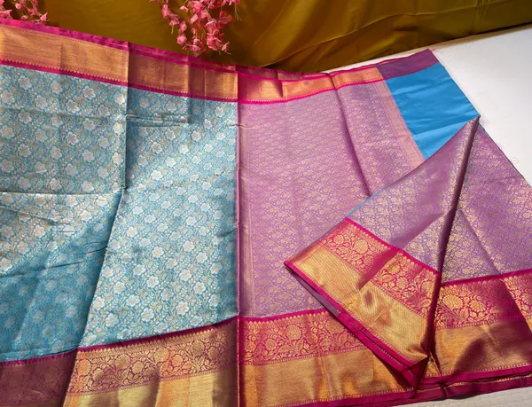 Blue_Semi_Pure_Kanjeevaram_Silk_Contrast_Magenta_Border_Banarasi_Saree_MS_KS5