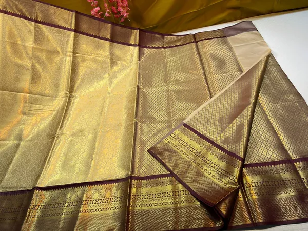 Light_Gold_Semi_Kanchi_Silk_Contrast_Brown_Border_Banarasi_Saree_MS_SK18