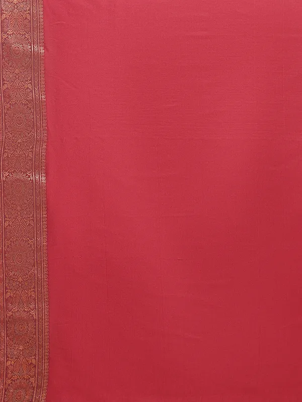 Humairah_Handwoven_Grey_Valkalam_Katan_Silk_Booti_Border_With_Maroon_Blouse_Banarasi_Saree