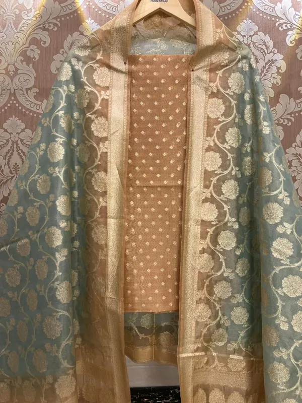 Light_Orange_Tissue_silk_Chunri_Booti_weaved_Banarasi_Suit_with_Floral_Zari_Jaal_Dual_Shade_Dyed_Dupatta_1550ASG_TS1