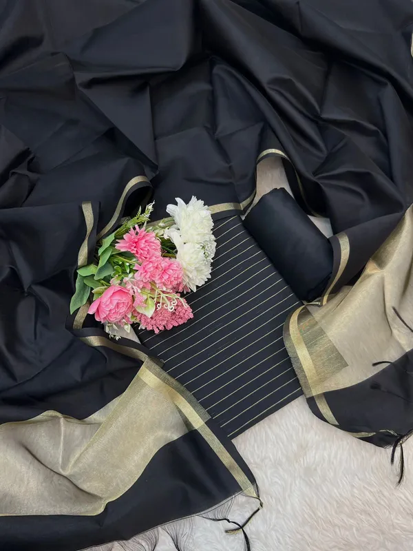 Black_Cotton_Silk_Zari_Stripe_Banarasi_Suit_with_Plain_Zari_Border_Dupatta_600SKL_CS30