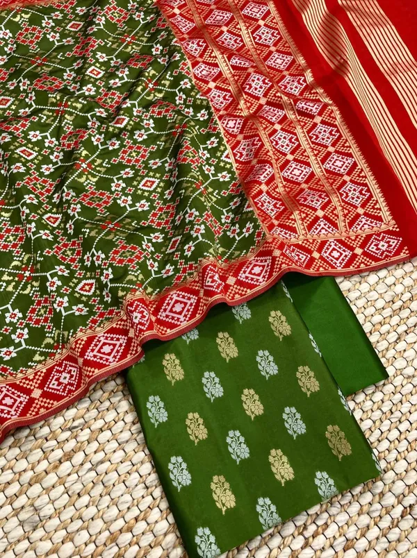 Pista_Green_Katan_Silk_Silver_Gold_Zari_With_Patola_Weave_Dupatta_Suit_Set_700SKL_KS45