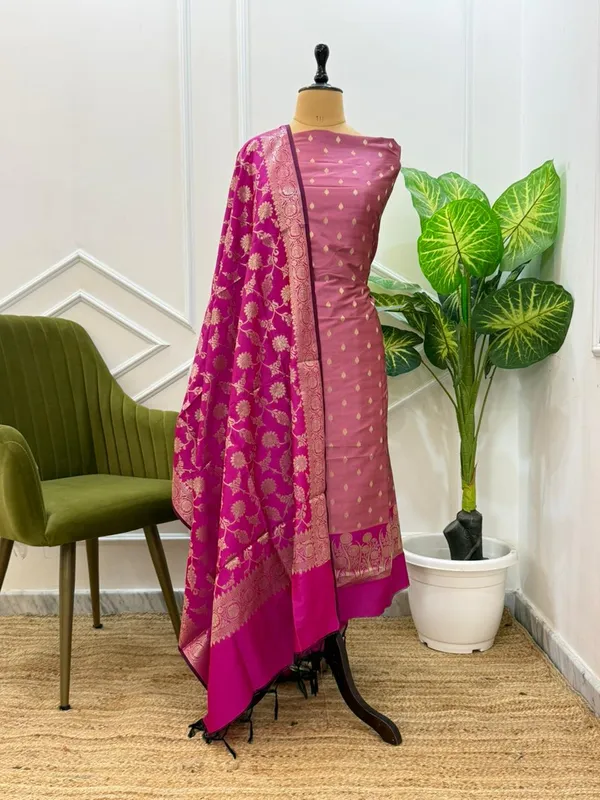 Mauve_Katan_Silk_Floral_Chunri_Zari_Booti_Contrast_Daman_Banarasi_Suit_with_Magenta_Jaal_Dupatta_130PNJ_SC1