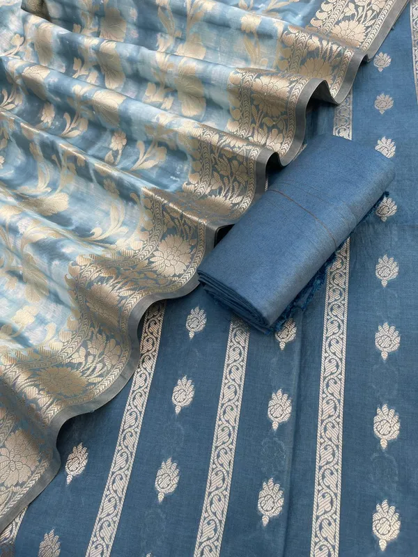 Teal_Green_Mercerise_Cotton_Stripe_Zari_Booti_Banarasi_Suit_Set_with_Marble_Dye_Dupatta_12SKL_CH11
