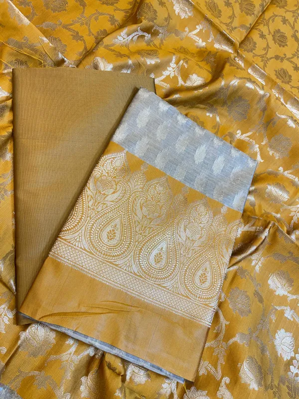 Beige_Art_Silk_Floral_Zari_Booti_Contrast_Banarasi_Suit_with_Mustard_Yellow_Dupatta_625AJ_TPT57
