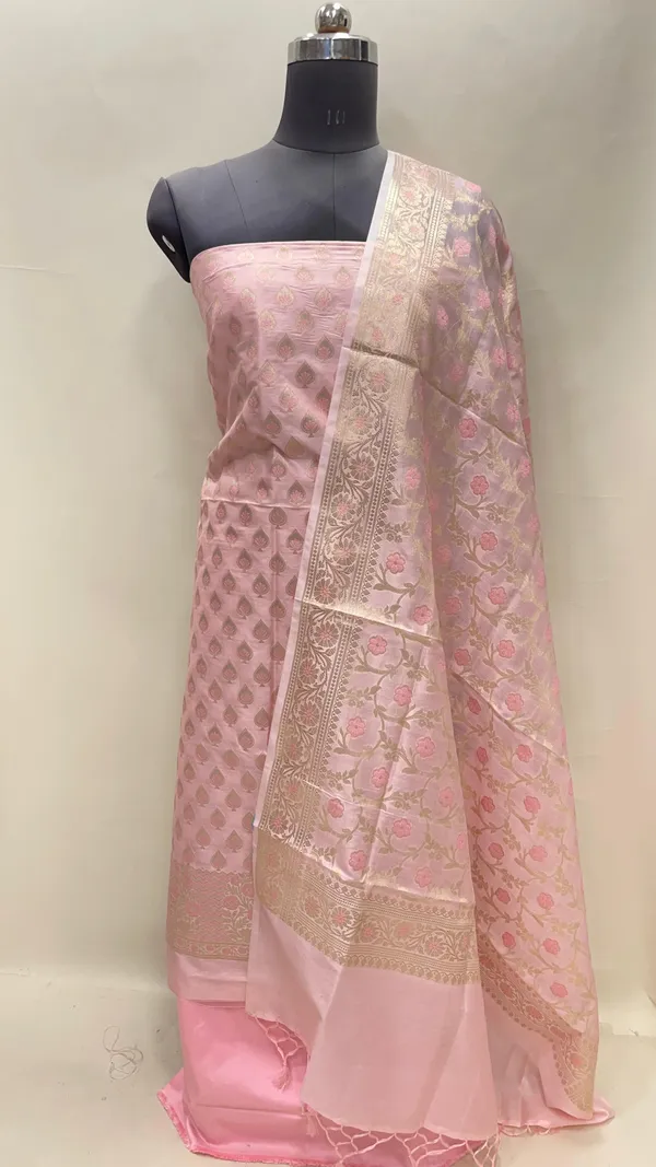 Humairah_Presents_Baby_Pink_Semi_Katan_Silk_3_pcs_Suit_Set_with_Plain_Bottom_and_Top_Floral_Mina_Zari_Booti_with_Minakari_Jaal_Pink_Dupatta_ASD_117