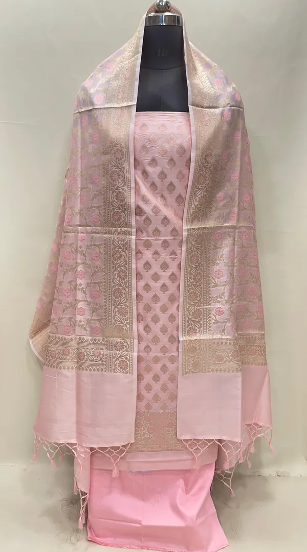 Humairah_Presents_Baby_Pink_Semi_Katan_Silk_3_pcs_Suit_Set_with_Plain_Bottom_and_Top_Floral_Mina_Zari_Booti_with_Minakari_Jaal_Pink_Dupatta_ASD_117