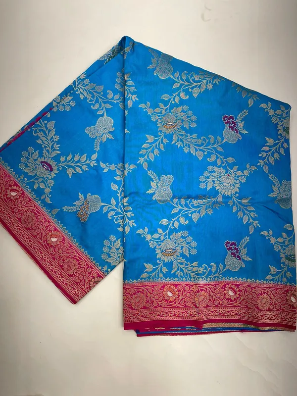 Humairah_Presents_Sky_Blue_Dupion_Silk_Floral_Mina_Zari_Jaal_with_Contrast_Magenta_Paithani_Mina_Zari_Pallu_Zari_Border_and_Magenta_Blouse