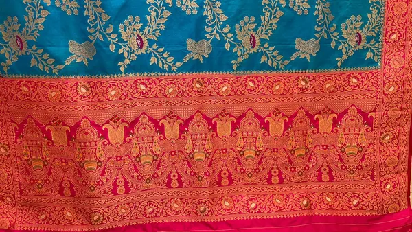 Humairah_Presents_Sky_Blue_Dupion_Silk_Floral_Mina_Zari_Jaal_with_Contrast_Magenta_Paithani_Mina_Zari_Pallu_Zari_Border_and_Magenta_Blouse