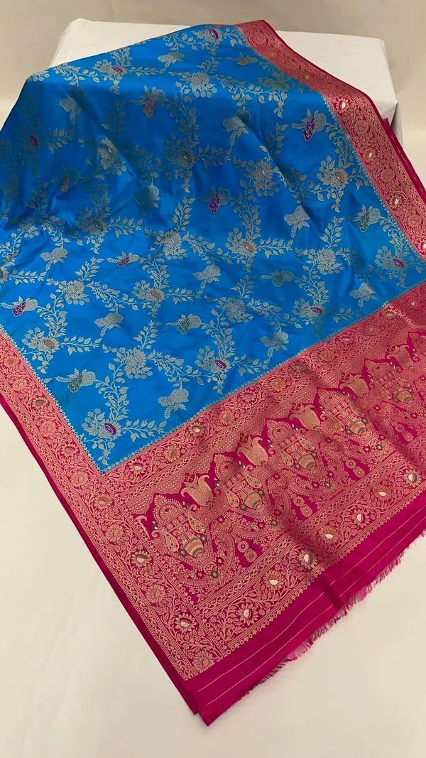 Humairah_Presents_Sky_Blue_Dupion_Silk_Floral_Mina_Zari_Jaal_with_Contrast_Magenta_Paithani_Mina_Zari_Pallu_Zari_Border_and_Magenta_Blouse