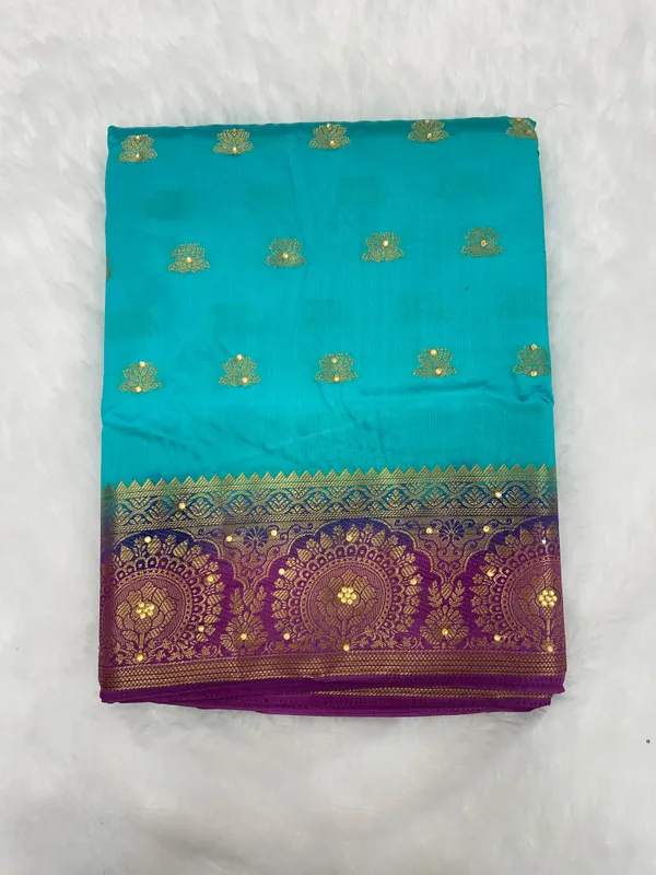 Seagreen_Cotton_Blend_Zari_Embroidery_Banarasi_Saree_600KS_19