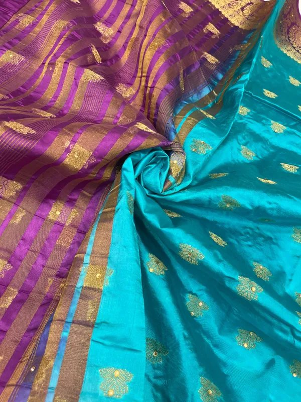 Seagreen_Cotton_Blend_Zari_Embroidery_Banarasi_Saree_600KS_19