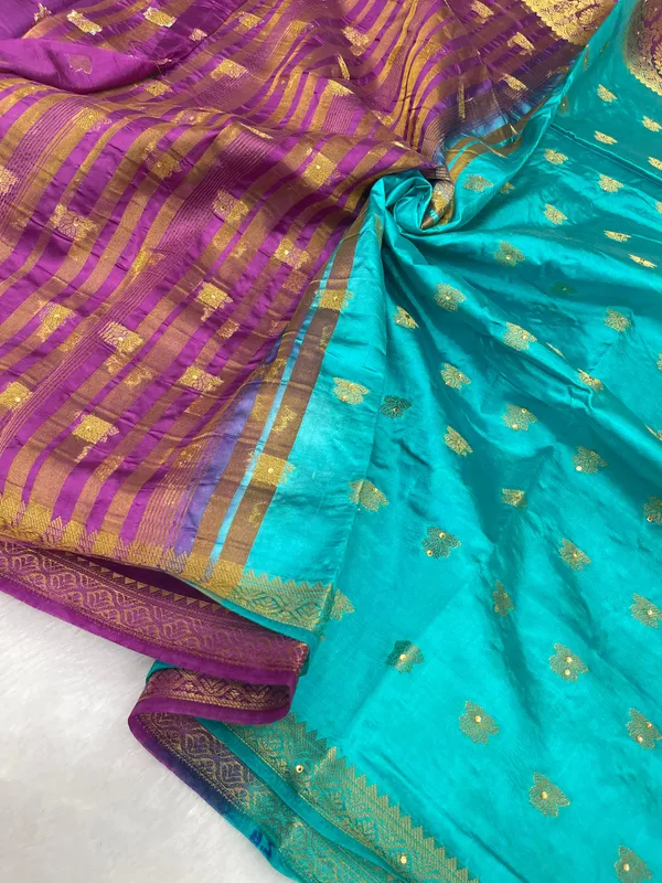 Seagreen_Cotton_Blend_Zari_Embroidery_Banarasi_Saree_600KS_19