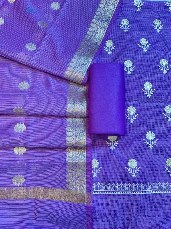 Purple_Kota_Check_Embroidery_Banarasi_3_pcs_Suit_Set_1000SKL_KC4