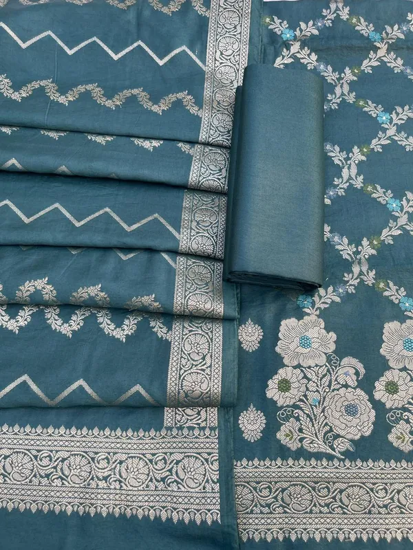Dark_Green_Soft_Viscose_Silk_Mina_Zari_Boota_Banarasi_Suit_with_Zig-Zag_Stripe_Dupatta_1075BFS_SV20
