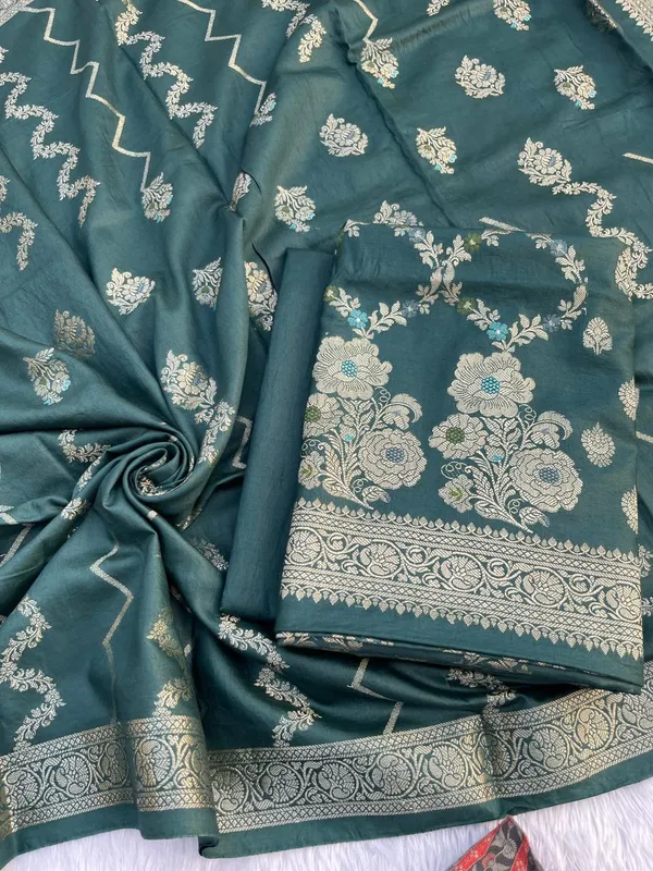 Dark_Green_Soft_Viscose_Silk_Mina_Zari_Boota_Banarasi_Suit_with_Zig-Zag_Stripe_Dupatta_1075BFS_SV20