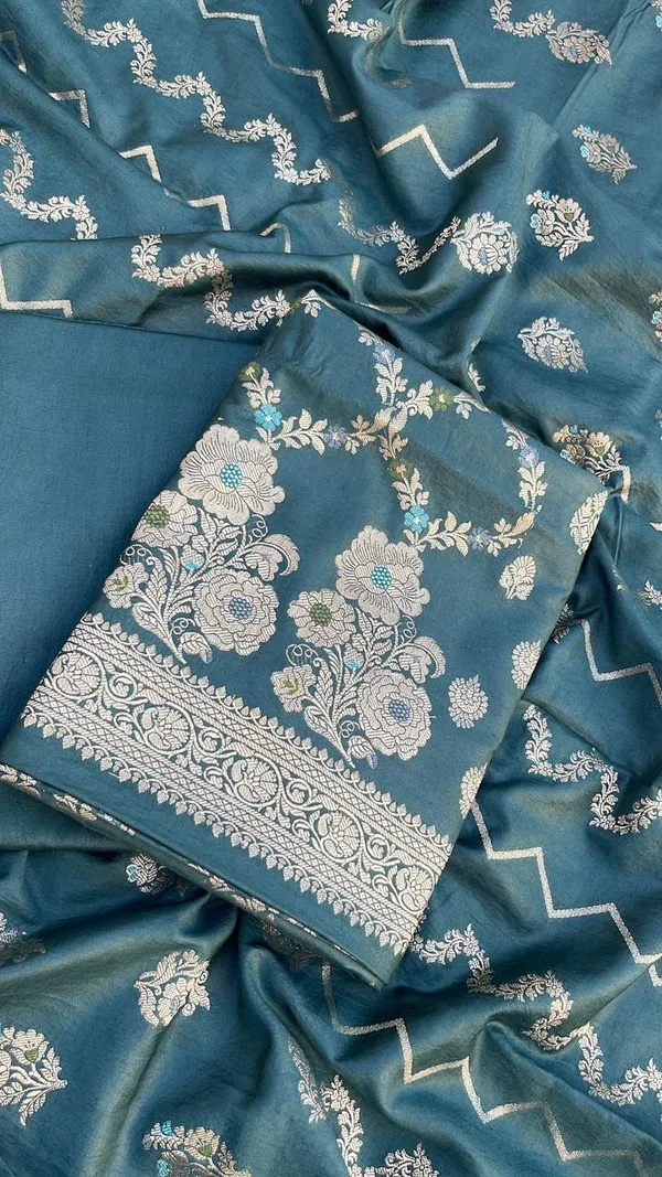 Dark_Green_Soft_Viscose_Silk_Mina_Zari_Boota_Banarasi_Suit_with_Zig-Zag_Stripe_Dupatta_1075BFS_SV20