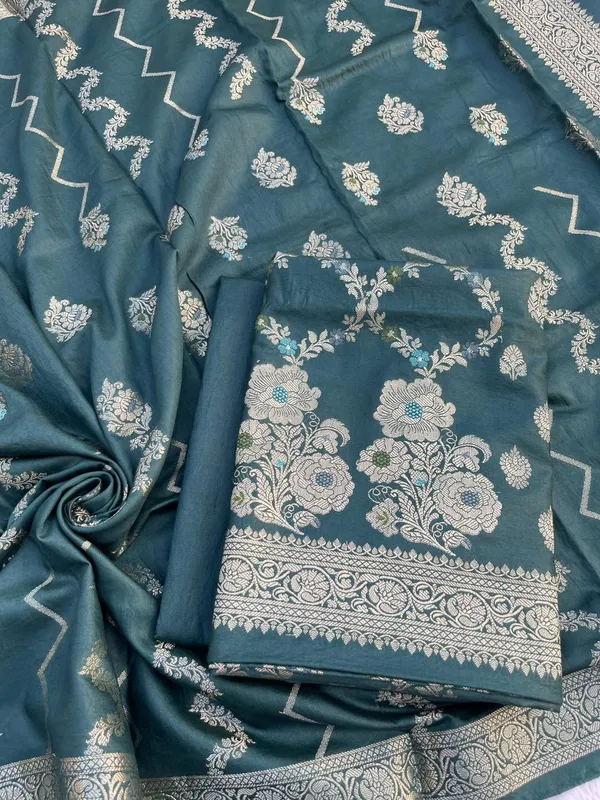 Dark_Green_Soft_Viscose_Silk_Mina_Zari_Boota_Banarasi_Suit_with_Zig-Zag_Stripe_Dupatta_1075BFS_SV20