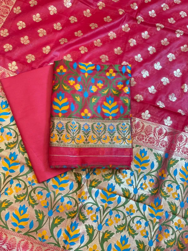Dark_Pink_Jamdani_Weave_Cotton_Banarasi_3_pcs_Suit_Set_600SKL_JM8