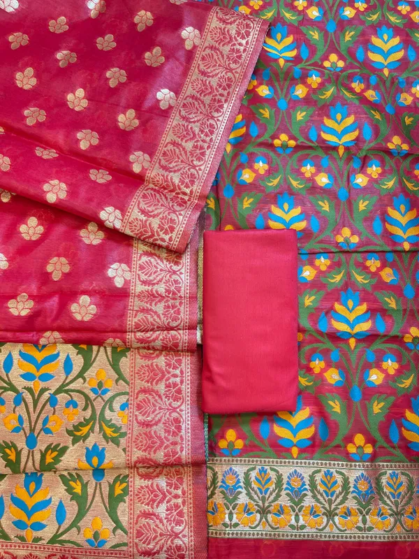 Dark_Pink_Jamdani_Weave_Cotton_Banarasi_3_pcs_Suit_Set_600SKL_JM8