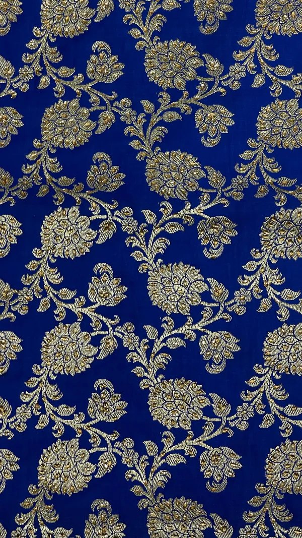 Humairah_Presents_Blue_Satin_Silk_Floral_Zari_Jaal_Low_Stone_Work_Banarasi_Saree_with_Paisley_Zari_Jaal_Pallu_and_Blue_Blouse