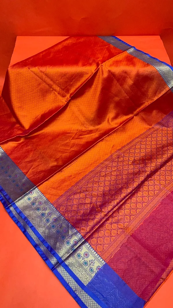 Orange_Art_Silk/Tanchoi_Banarasi_Sarees_For_Women_GEBC17