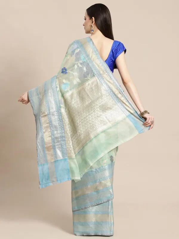 Turquoise_Matka_Silk/Silk_Blend_Banarasi_Sarees_For_Women_GEMTKSLK_198