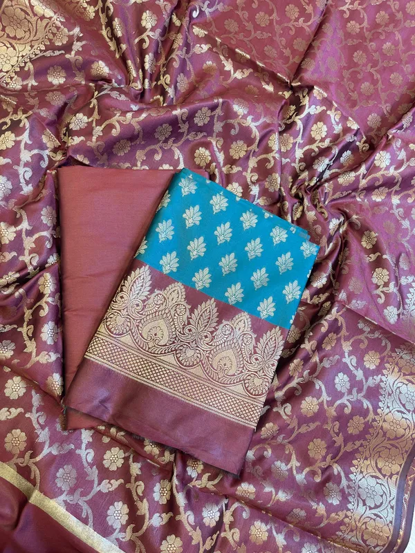 Seagreen_Art_Silk_Floral_Zari_Chunri_Booti_Contrast_Banarasi_Suit_with_Maroon_Dupatta_625AJ_TPT36