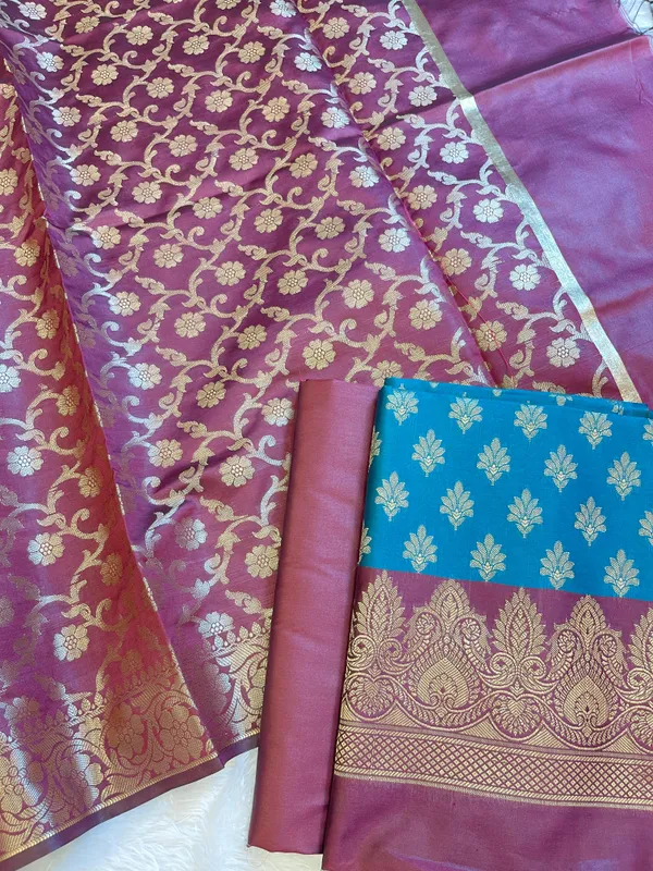 Seagreen_Art_Silk_Floral_Zari_Chunri_Booti_Contrast_Banarasi_Suit_with_Maroon_Dupatta_625AJ_TPT36