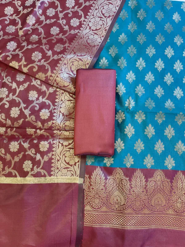 Seagreen_Art_Silk_Floral_Zari_Chunri_Booti_Contrast_Banarasi_Suit_with_Maroon_Dupatta_625AJ_TPT36