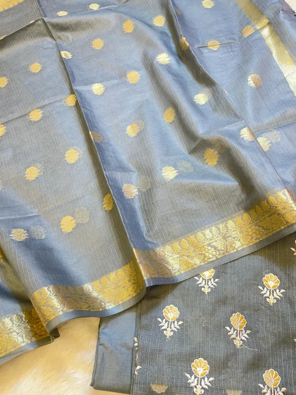 Black_Kota_Check_Embroidery_Banarasi_3_pcs_Suit_Set_1000SKL_KC5