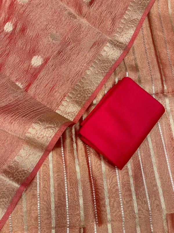 Red_Tissue_Floral_Stripe_Zari_Banarasi_Suit_Set_With_Crush_Dupatta_Skl_Tsu9