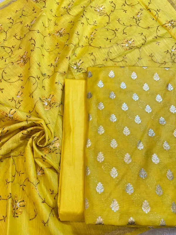 Yellow_Mercerise_Cotton_Floral_Zari_Booti_with_Embroidery_Dupatta_Banarasi_Suit_125IM_PCME6