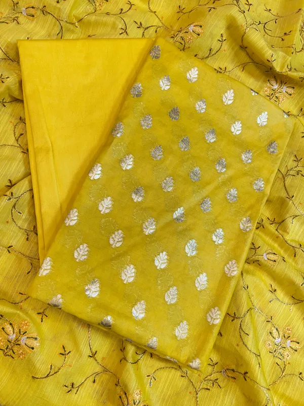 Yellow_Mercerise_Cotton_Floral_Zari_Booti_with_Embroidery_Dupatta_Banarasi_Suit_125IM_PCME6