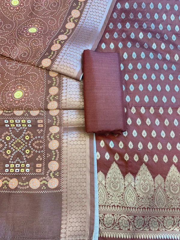 Brown_Katan_Silk_Floral_Chunri_Booti_with_Cotton_Print_Dupatta_Banarasi_3_pcs_Suit_Set_1500AJ_KCP7