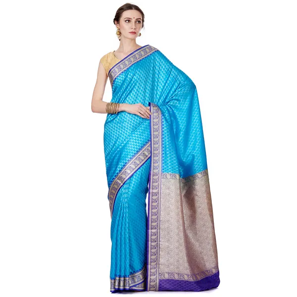 Humairah_Presents_Blue_Satin_Silk_Saree_With_Blouse_Piece(JA4)