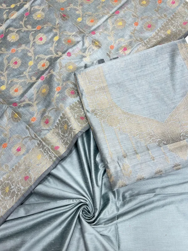 Humairah_Grey_Cotton_Necklace_Floral_Stripe_Zari_Jaal_3_pcs_Suit_set_with_Plain_Bottom_and_Alfi_Zari_Mina_Jaal_Grey_Dupatta