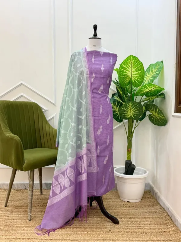 Elegant__Purple_&_Seagreen_Linen_Dupion_Resham_Booti_Banarasi_Suit_with_Contrast_Jaal_Dupatta_1100SKL_LDB3