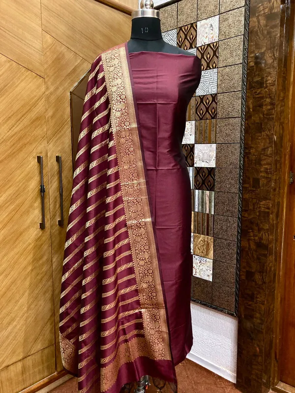 Burgundy_Katan_Silk_Plain_Banarasi_Suit_with_Stripe_Zari_Dupatta_625SKL_KP5