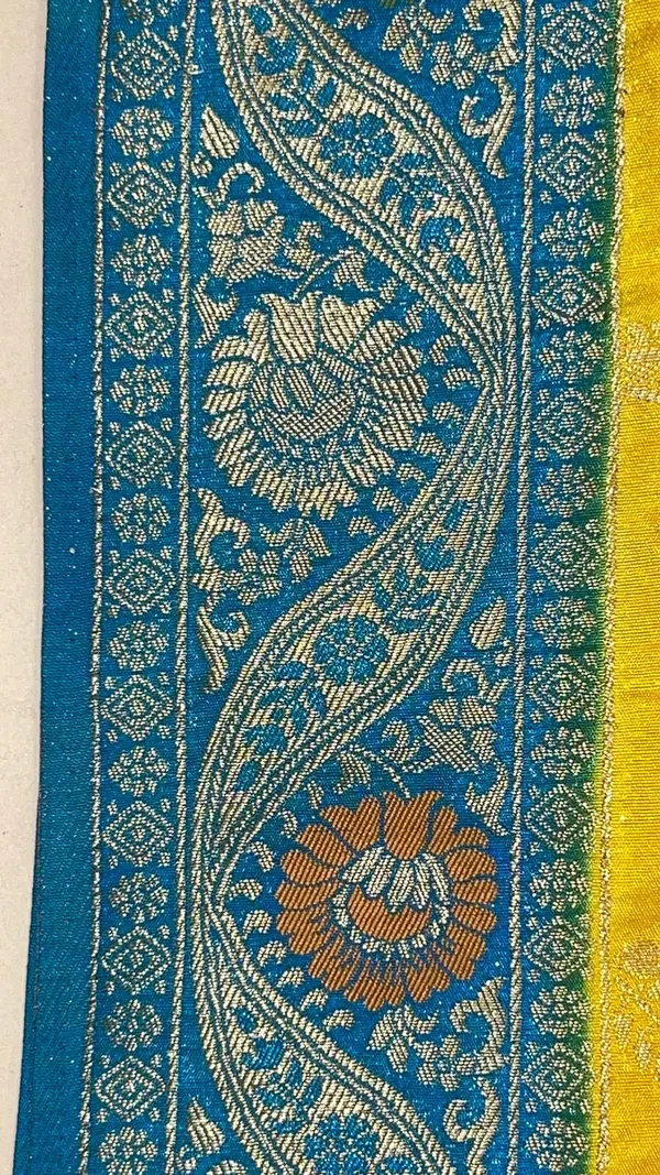 Humairah_Presents_Yellow_Dupion_Silk_Floral_Mina_Zari_Jaal_with_Contrast_Sky_Blue_Paithani_Mina_Zari_Pallu_Zari_Border_and_Sky_Blue_Blouse
