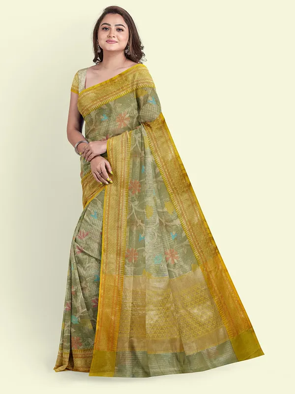 Green_Cotton_Blend_Banarasi_Sarees_For_Women_GEHKR_106