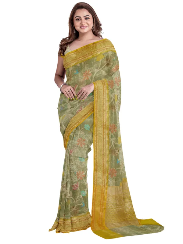 Green_Cotton_Blend_Banarasi_Sarees_For_Women_GEHKR_106