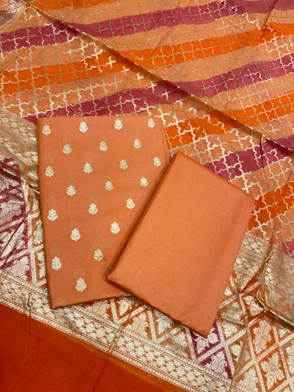 Orange_Pure_Cotton_Handbrush_Patti_Dupatta_Banarasi_3_pcs_Suit_Set_IM_PCHBP1